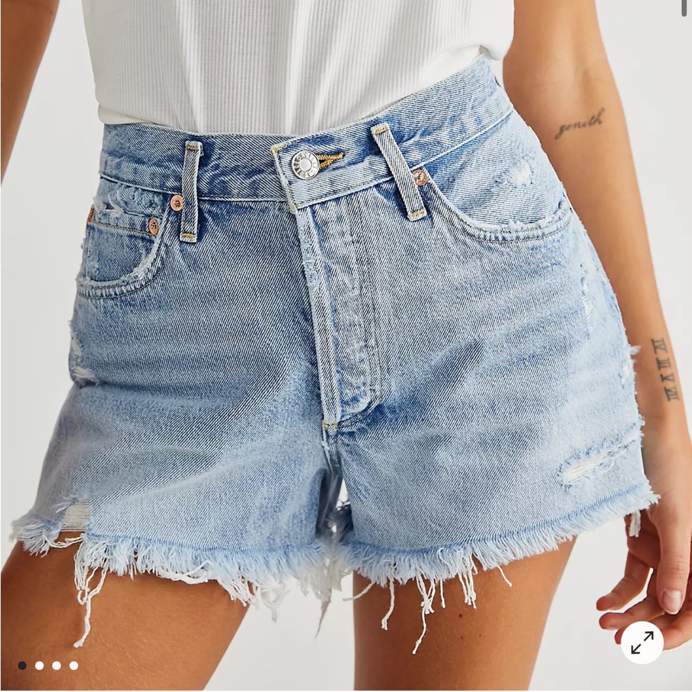 Agolde Light Blue Distressed Jean Shorts | Agolde Parker Shorts